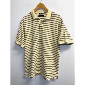 Greg Norman Men's L Golf Polo Shirt‎ Short sleeve Yellow Striped Logo